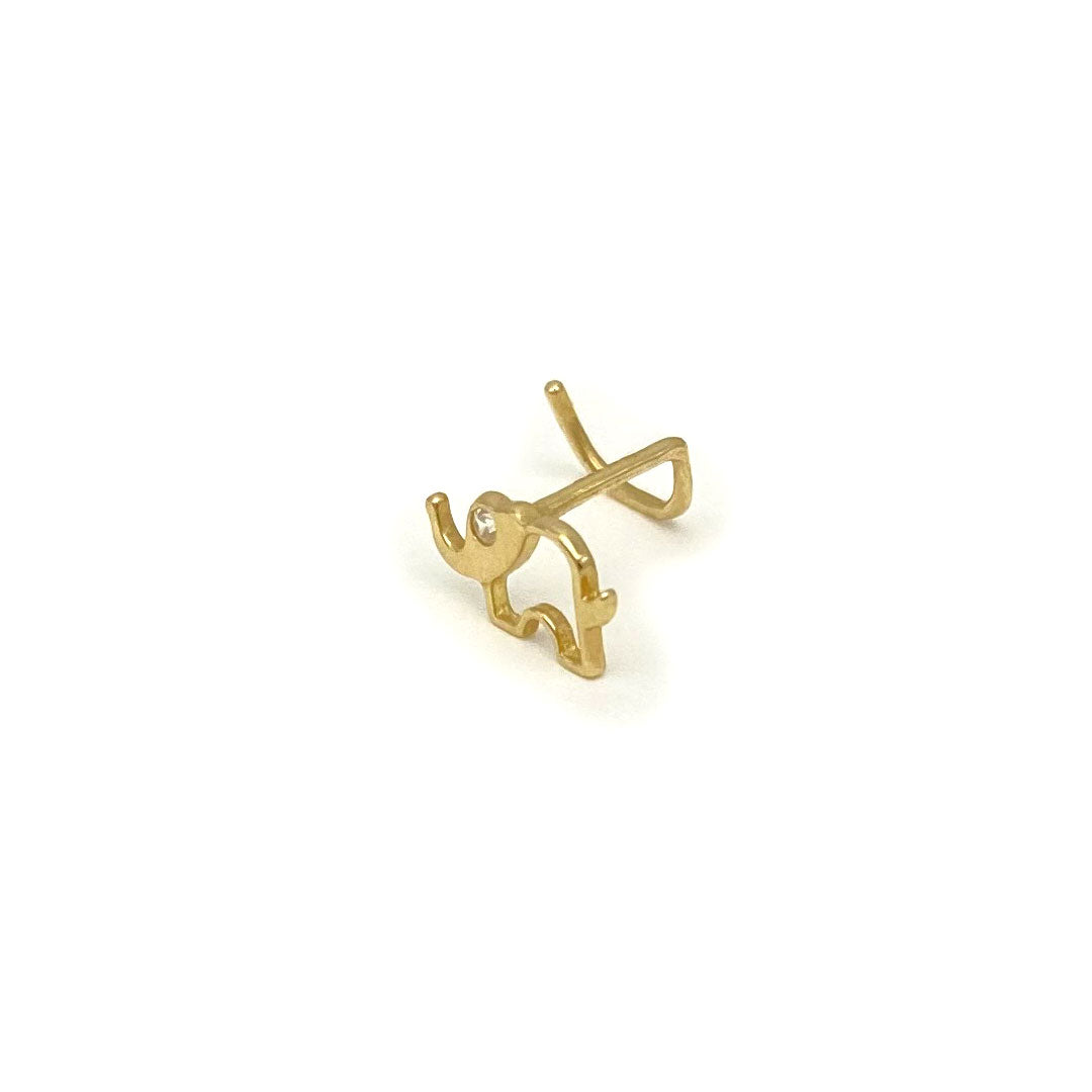 14k CZ Elephant Outline Nose Screw Stud